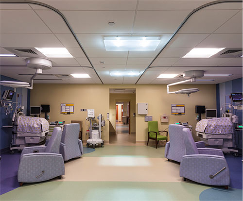 A neonatal hospital wing equipped with Parans Solar Lighting luminaires