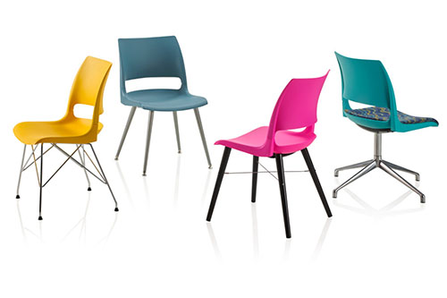 Base options and custom colors of the Dōni Seating Collection
