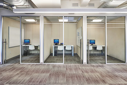 MADGI’s design concept provided soundproofed booths for small meetings, quiet work, and conference phone calls. Photo: by Ajit Menon 