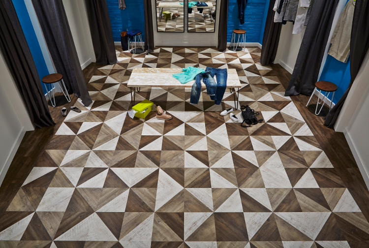 Karndean Designflooring.Kaleidoscope - Tripoint featuring KP103, K104, and KP105