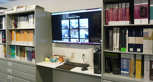 Digital meets analog: library computer station at Perkins Eastman