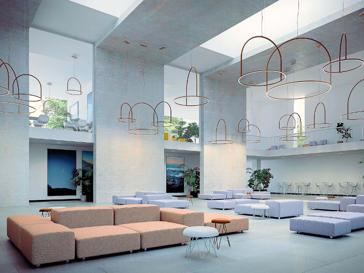 Axo Light - U-Light lobby setting-corten