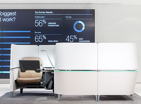 Steelcase Brody WorkLounge with Green LED occupancy sensor. Photography: Jeff Beck