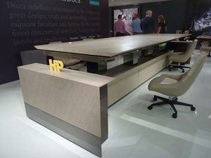 Height adjustable conference table by Decca. Photography: Peter Carey
