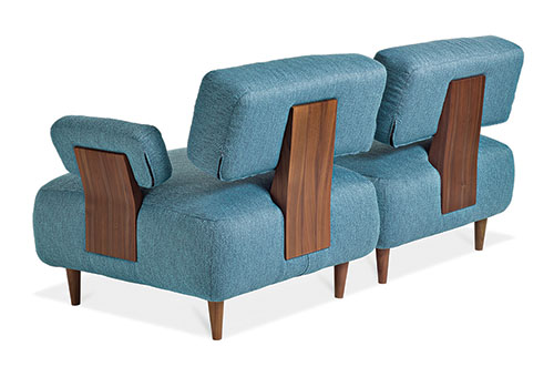 Solid wood accents on the newly designed Sidekick Group act as a reminder of Cabot Wrenn’s legacy.