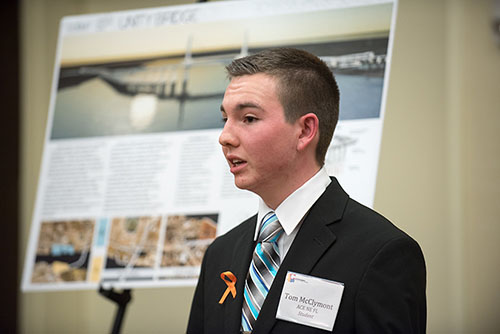 A northeast Florida national student presents his team’s “Unity Bridge” design