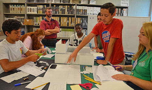 ACE Mentor Program students during a design charrette at the 2016 ACE summer camp. Photography: courtesy of the ACE Mentor Program & STEM Premier