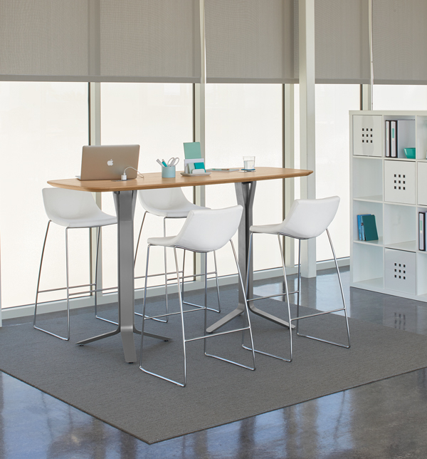 Vero 42-Inch High Arc Rectangle Table, Chirp Barstools