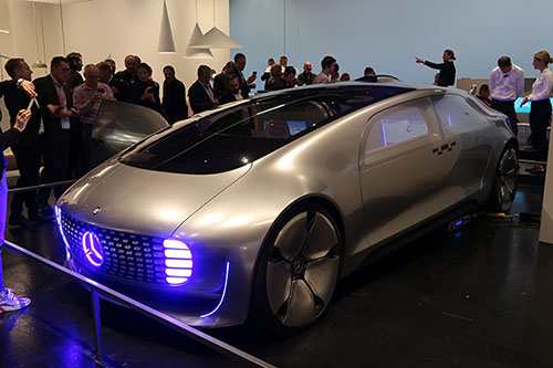 The Mercedes Benz autonomous driving concept car on display at Vitra.